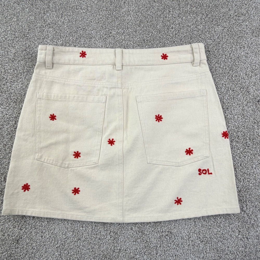 Thinking Mu Sol Embroidered Mini Skirt Size Eu38 Ivory Organic Cotton Artsy View 6